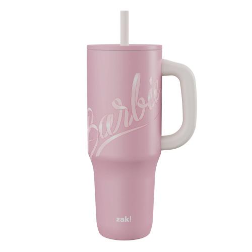 Zak Designs 40oz Barbie Stainless Steel Vacuum Insulated Tumbler with Silicone Straw Pink