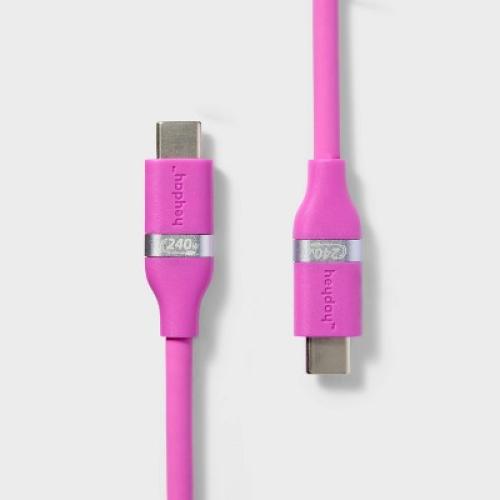 6' USB-C to USB-C Fast Charging Silicone Cable - heyday Neon Violet