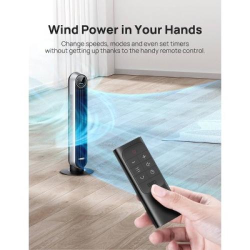 Dreo Nomad 36 Quiet Bladeless Oscillating Tower Fan Black/Silver