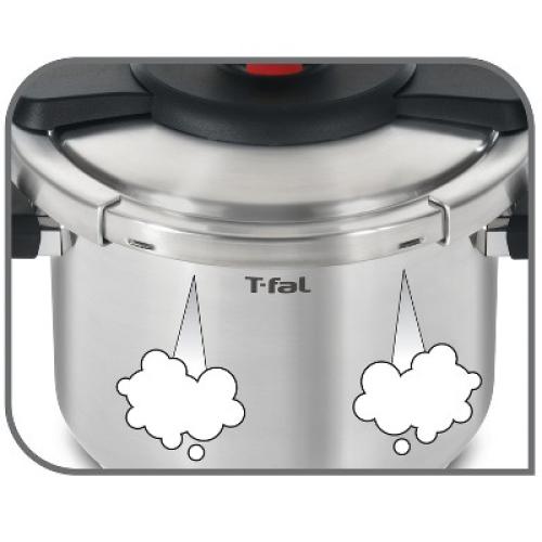 T-fal 8qt Pressure Cooker, Clipso Stainless Steel Cookware: Ergonomic Stay-Cool Handle, Dishwasher-Safe, Includes Steamer Basket