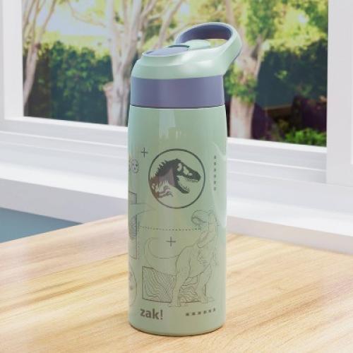 Zak Designs 19oz Jurassic World Stainless Steel Double Wall Vacuum Riverside Water Bottle Green