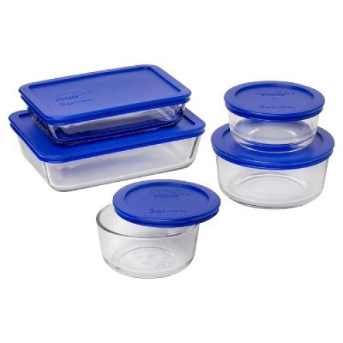 Pyrex 10pc Glass Storage Set: Odor & Stain-Resistant Containers with Lids, Microwave & Freezer Safe, Dishwasher Safe ‼️only 4 containers and 5 lids‼️