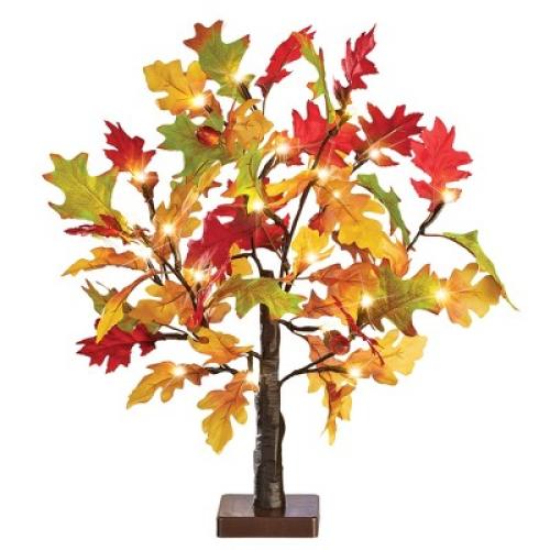 Collections Etc LED Lighted Artificial Tabletop Autumn Maple Tree 4 X 4 X 22