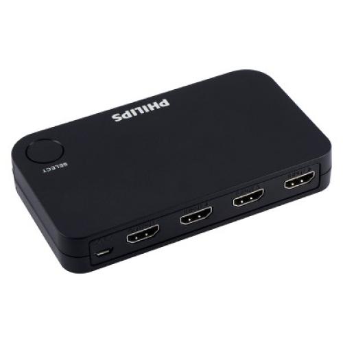 Philips 4 Port 2.2 HDMI Switch with Remote - Black