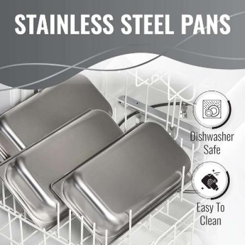 Alpha Living 3x2.5 QT Stainless Steel Electric Food Warmers with Temperature Control for Parties Buffet Premium Catering Supplies