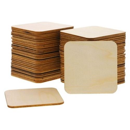 Bright Creations 60 Pack Unfinished Wood Squares for DIY Crafts, Classroom Projects, 3 In
