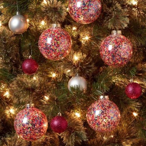 9pc Round Shatter-Resistant Colorful Glitter Christmas Tree Ornament Set - Wondershop™