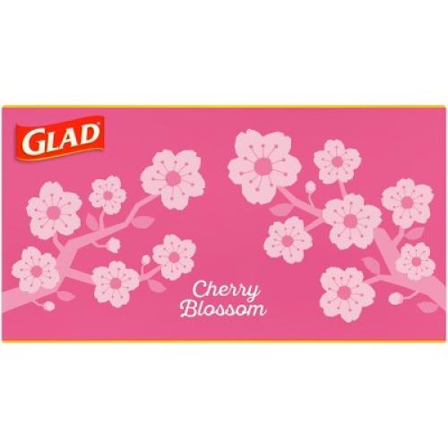 Glad ForceFlex MaxStrength Tall Kitchen Drawstring Pink Trash Bags - Cherry Blossom - 13gal/90ct