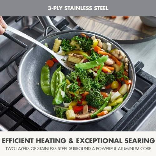GreenPan Prism 2pc (10 and 12) Hybrid Stainless Steel and Ceramic Nonstick Fry Pan Set
