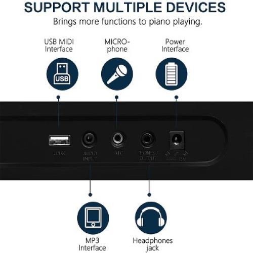 SKONYON 61-Key Beginners Electronic Keyboard Piano Set with LCD Screen, Lighted Keys, 3-Teaching Modes
