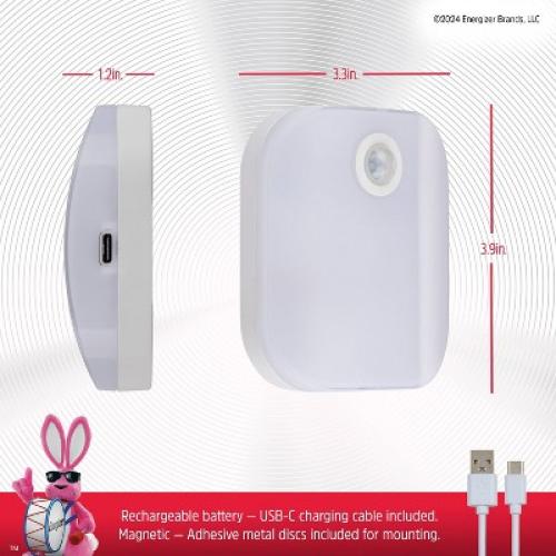 Energizer Rechargeable Lithium Polymer 800 mAh Motion Sensing Puck Light: LED Tap Light for Closet, White