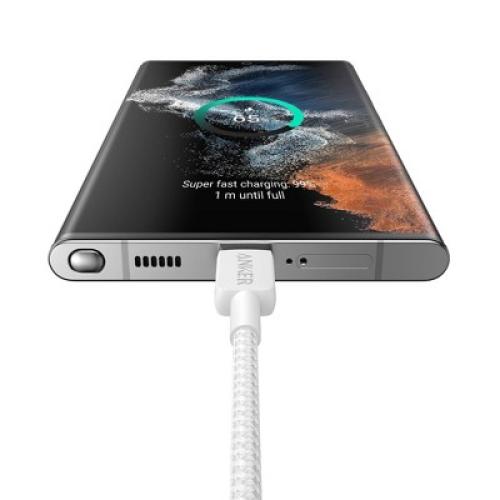 Anker 3' 60W Braided USB-C to USB-C Max Fast Charging Cable - White