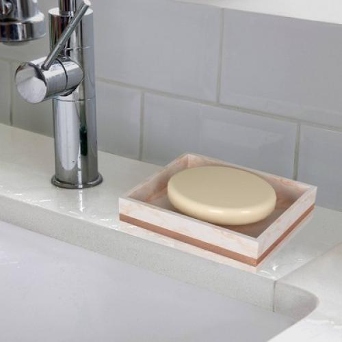 Nu Steel Misty Copper Collection Soap Dish Holder : Microfiber, Machine Washable, Non-Slip Backing
