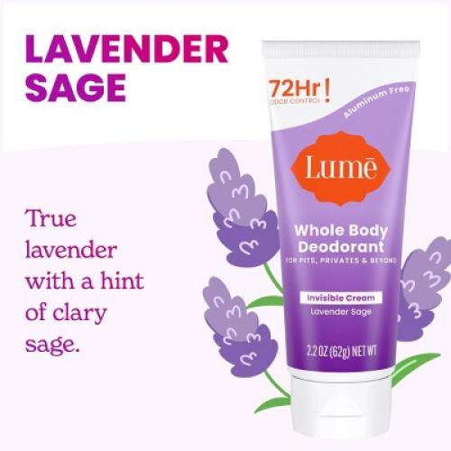 Lume Whole Body Women's Deodorant - Invisible Cream Tube - Aluminum Free  2 pack