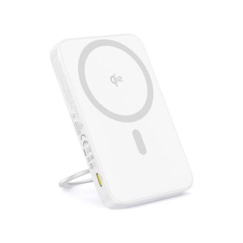Color White Baseus PicoGo 5000mAh Qi2 Slim Magnetic Bracket Wireless Power Bank - White