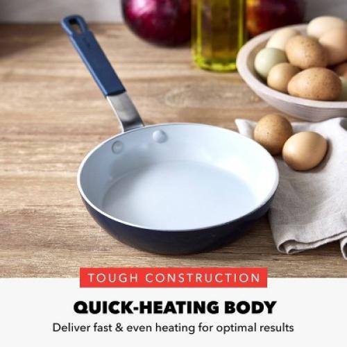 Bobby Flay 8 Ceramic Nonstick Aluminum Fry Pan Oxford Blue: Gas & Electric Compatible, PTFE & PFOA Free