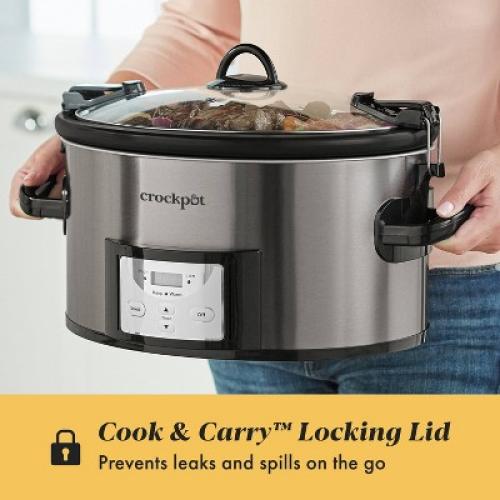 Crock-Pot 7qt Cook & Carry Programmable Easy-Clean Slow Cooker Stainless Steel