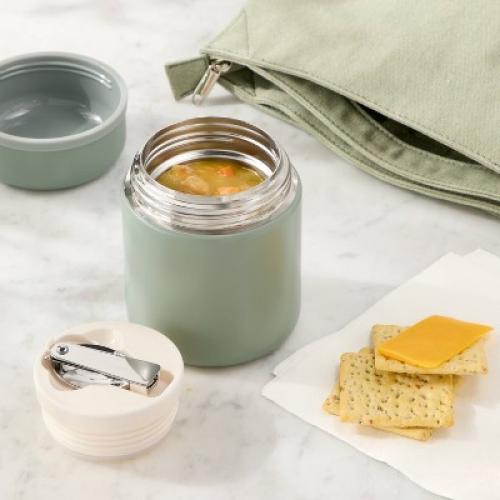 13.5oz Double Walled Stainless Steel Vacuum Food Jar with Spoon Green - Figmint™
