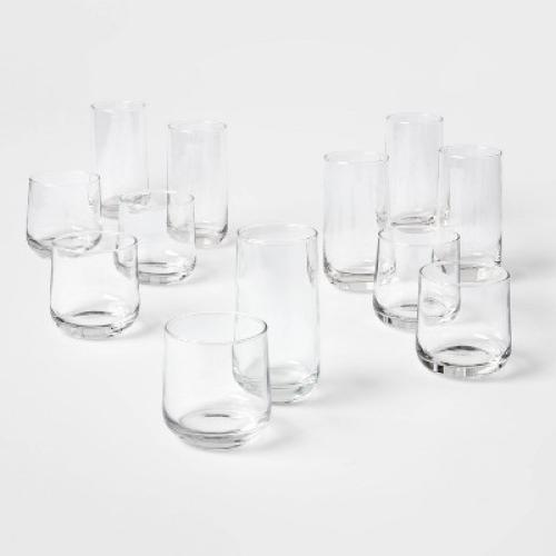 12pc Glass Shoreham Double Old Fashion and Highball Glasses Set - Threshold™: Drinking Glasses Set, Dishwasher-Safe, BPA-Free