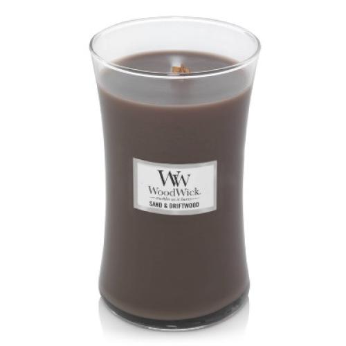 21.5oz Large Hourglass Jar Candle Sand & Driftwood - WoodWick: Soy & Paraffin Blend, Crackling Wick