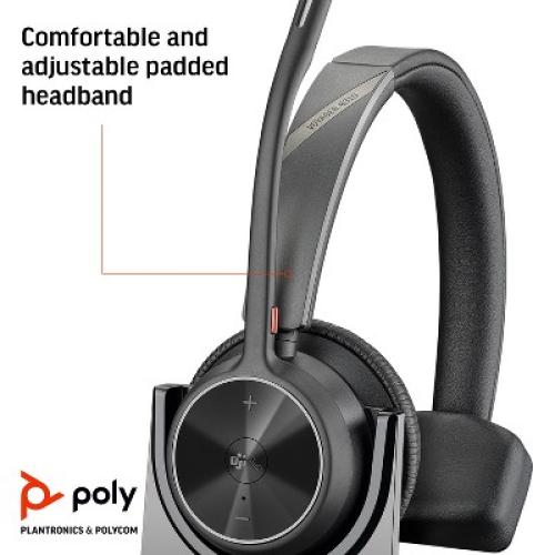 Black Poly Voyager 4310 UC Wireless Headset   Charge Stand- Single-Ear Headset- Connect to PC / Mac via USB-A Bluetooth Adapter, Cell Phone via Bluetooth