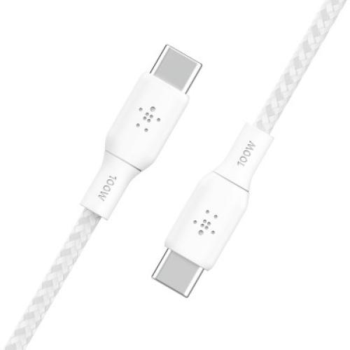 Belkin Braided 100W USB-C 2.0 6.6ft Cable - White