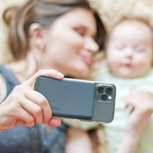 myCharge Maglock 3k 3000mAh/12W Wireless Charger   USB-C Power Bank - Blue