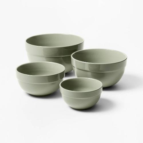 4pc Stoneware Mixing Bowl Set Sage Green - Figmint™