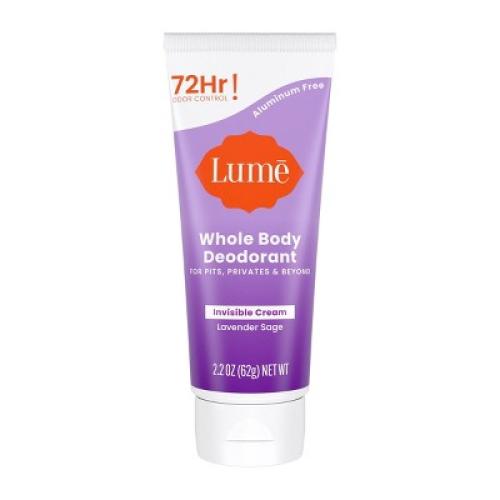 Lume Whole Body Women's Deodorant - Invisible Cream Tube - Aluminum Free - Lavender Sage Scent 2 pack