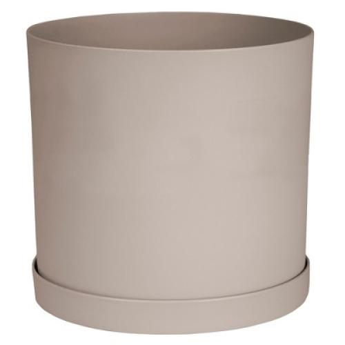 Bloem 12 Mathers Round Planter With Saucer Tray, Pebble Stone
