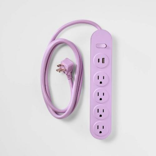 4 Outlet Power Strip 6' Cord with USB Purple - Heyday™