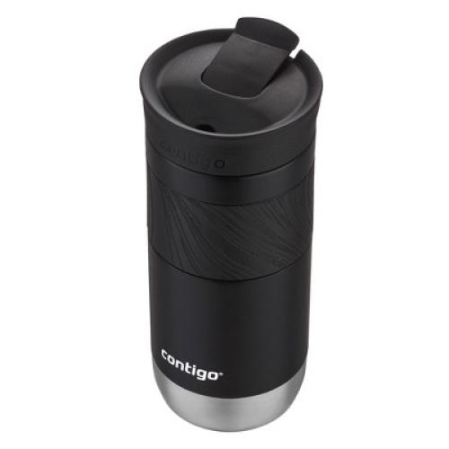 Contigo Byron 2.0 16oz Stainless Steel Travel Mug with SNAPSEAL Lid and Grip Licorice: Insulated Coffee Cup for Travel