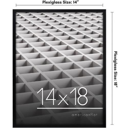Americanflat 14x18 Picture Frame with Polished Plexiglass, Streamline Collection, Thin Border Picture Frame for Wall Display, , Black