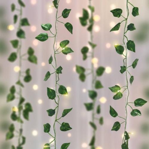 5' x 3.5' LED Vine Curtain String Lights Warm White - West & Arrow: Indoor PVC Ivy Fairy Lights, Battery Operated
