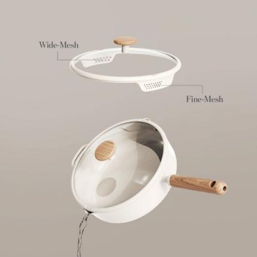 Carote 5qt Ceramic Nonstick Saute Pan with Lid Cream
