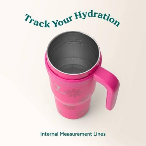 Reduce 24oz Cold1 Vacuum Insulated Stainless Steel Straw Tumbler Mug Pink: Dishwasher-Safe, Flip-Top Lid