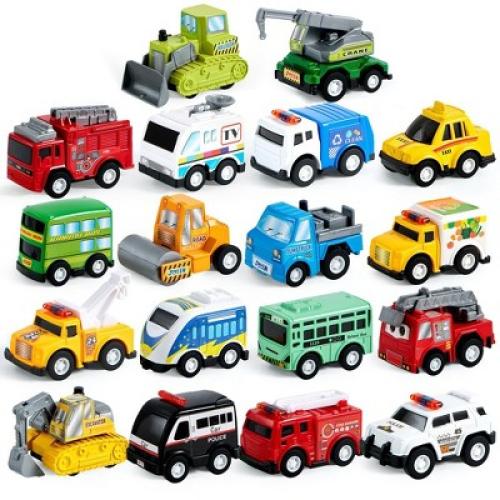 18Pcs Pull Back City Cars and Trucks Toy Vehicles Set, Friction Powered Cars Toys for Toddlers, Boys, Girls’ Educational Play, Goodie Bags Stuffers