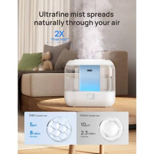 Dreo 1gal Cool Mist Smart Ultrasonic Humidifier for Room, Essential Oil Diffuser & Nightlight, Touch Control: ETL Listed, 32hr Run Time