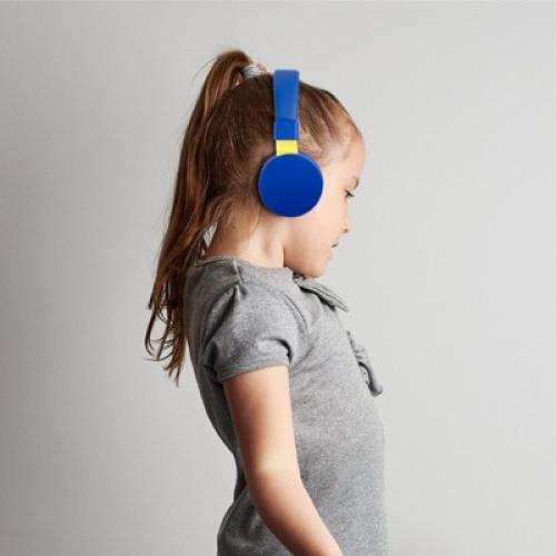 Insten Kids Headphones with Microphone, Wired Headset 3.5mm Adjustable Foldable with Volume Limiter for Toddler & School, Blue
