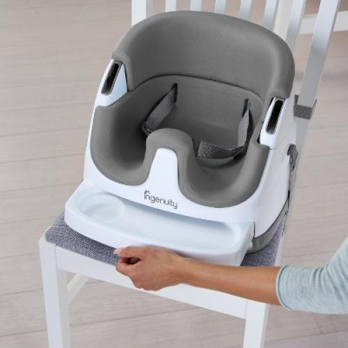 Ingenuity Baby Base 2-in-1 Booster Feeding and Floor Seat with Self-Storing Tray - Slate