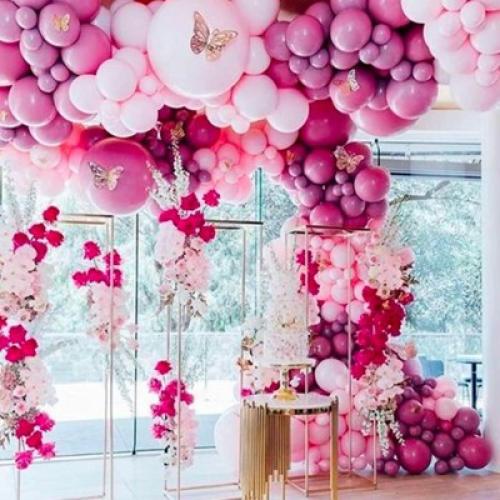 PartyWoo Balloons Metallic Hot Pink Chrome Magenta Fuchsia 18 12 10 5 Inch 140 pcs