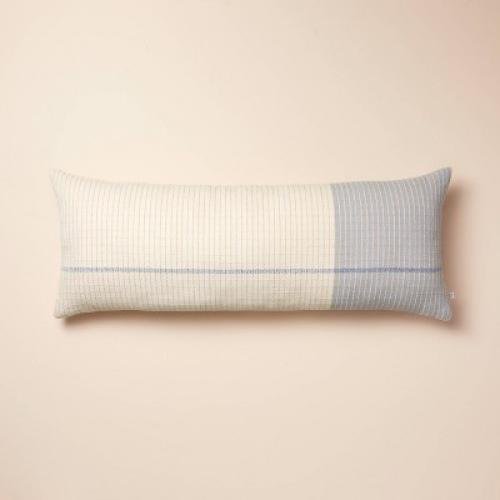 14x36 Color Block Decorative Lumbar Throw Pillow Tan/Blue - Hearth & Hand™ with Magnolia