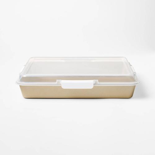 9x13 Nonstick Aluminized Steel Cake Pan Set with Lid Gold - Figmint™