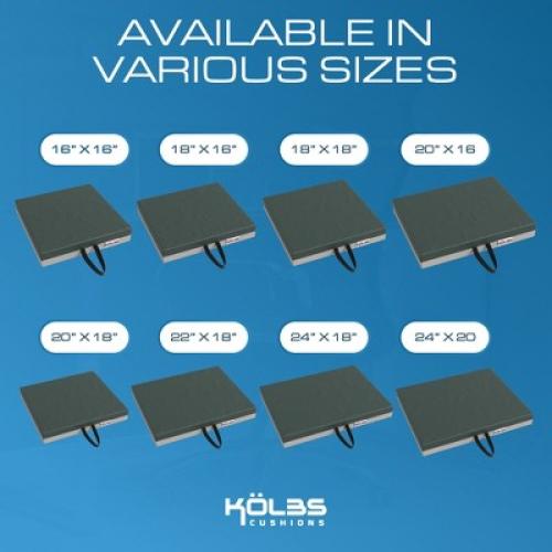 Size 20x16 Kolbs Gel Extreme | Wheelchair Cushion Seat Cushion | 20 x 16 Inch Seat, 3 Inch Thick | Coccyx, Sciatica & Tailbone Pain Relief Cushion