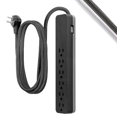 GE 6-Outlet Surge Protector 1560J 10' Braided Cord Black