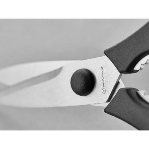 Wusthof Pull-Apart Kitchen Shears Stainless Steel With Serrated Blade and Ambidextrous Handle For Bones, Herbs, and Packaging, Black