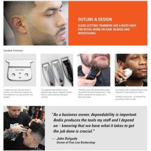Black Andis 74150 GTX-EXO Professional Cord/Cordless Lithium-ion Electric Beard & Hair Trimmer with Charging Stand, Black