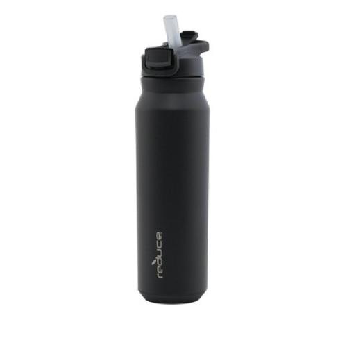 Reduce 32oz Hydrate Pro Vacuum Insulated Stainless Steel Water Bottle Black: Straw  Flip-Top Lid