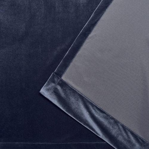 Set of 2 (84x54) Velvet Back Tab Light Filtering Window Curtain Panels Navy - Exclusive Home: Polyester, OEKO-TEX Certified
