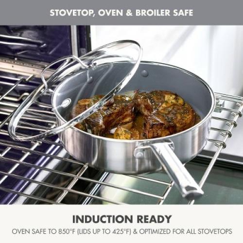 GreenPan Prism 10pc Hybrid Stainless Steel and Ceramic Nonstick Cookware Set